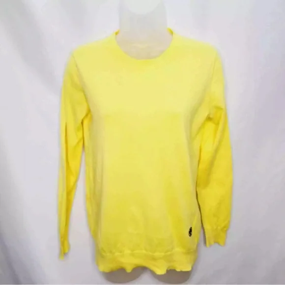 TORY BURCH bright yellow cotton sweater sz small - Picture 1 of 10